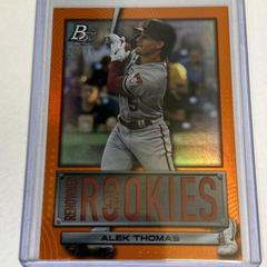 Alek Thomas [Orange] #RR-11 Baseball Cards 2022 Bowman Platinum Renowned Rookies Prices