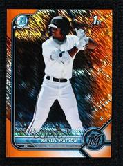 Kahlil Watson [Orange Shimmer Refractor] #BCP-3 Baseball Cards 2022 Bowman Chrome Prospects Prices
