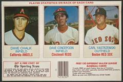 Carl Yastrzemski, Dave Chalk, Dave Concepcion [Complete Box] Baseball Cards 1975 Hostess Prices