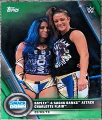 Bayley & Sasha Banks Attack Charlotte Flair [Green] #77 Wrestling Cards 2020 Topps WWE Women's Division Prices