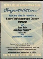 Juan Soto [Orange] #SCBA-JSO Baseball Cards 2023 Stadium Club Autographs Prices