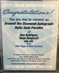 Alex Rodriguez [Gold] #ADR-ARO Baseball Cards 2023 Topps Pristine Around the Diamond Autograph Relic Prices