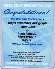 Ronald Acuna Jr. #TRAPU-RA Baseball Cards 2023 Topps Update Reverence Autograph Patch Prices