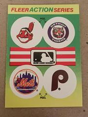 Indians, Tigers, Mets, Phillies Baseball Cards 1990 Fleer Action Series Stickers Prices