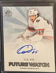 Egor Sokolov #RFWA-ES Hockey Cards 2021 SP Authentic Retro Future Watch Autograph Prices