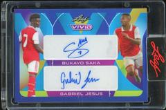 Bukayo Saka , Gabriel Jesus [Navy Blue] #DA-15 Soccer Cards 2022 Leaf Vivid Dual Autographs Prices