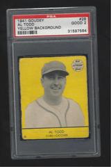Al Todd [Yellow Background] #28 Baseball Cards 1941 Goudey Prices