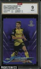 Christian Pulisic [Dribbling Purple Refractor] #25 Soccer Cards 2017 Topps Chrome UEFA Champions League Prices