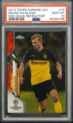 Erling Haaland [Red Wave Refractor] Soccer Cards 2019 Topps Chrome UEFA Champions League Prices
