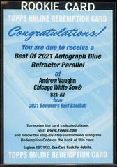 Andrew Vaughn [Blue Refractor] Baseball Cards 2021 Bowman’s Best of 2021 Autographs Prices