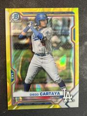 Diego Cartaya [Yellow Lava Refractor] #BDC-155 Baseball Cards 2021 Bowman Draft Chrome Prices