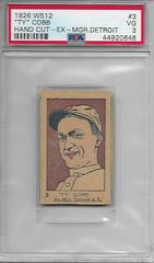 Ty' Cobb [EX Mgr. Detroit A. L.] #3 Baseball Cards 1926 W512 Hand Cut Prices
