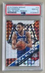 Ben Simmons #15 Basketball Cards 2019 Panini Mosaic Will to Win Prices