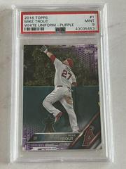 Mike Trout [White Uniform, Jumping Purple] #1 Baseball Cards 2016 Topps Prices
