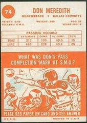 Don Meredith #74 Football Cards 1963 Topps Prices