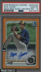 Max Lazar [Orange Refractor] Baseball Cards 2020 Bowman Chrome Mega Box Mojo Autographs Prices