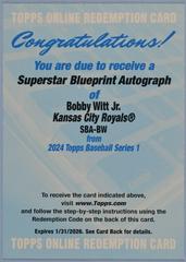 Bobby Witt Jr. #SBA-BW Baseball Cards 2024 Topps Superstar Blueprint Autograph Prices