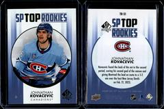 Johnathan Kovacevic [Blue] #TR-31 Hockey Cards 2022 SP Authentic Top Rookies Prices