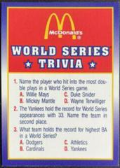 World Series Trivia #2 Baseball Cards 1990 Score McDonald's Prices