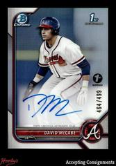 David McCabe Baseball Cards 2022 Bowman Draft 1st Edition Chrome Autographs Prices