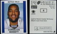 Cornelius Bennett #4 Football Cards 1988 Panini Sticker Prices