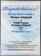 Freddie Freeman #OA-FF Baseball Cards 2023 Topps Tribute Olympus Autographs Prices