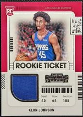 Keon Johnson #RTS-KEO Basketball Cards 2021 Panini Contenders Rookie Ticket Swatches Prices