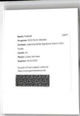 Lukas Van Ness [Electric Etch Purple] #16 Football Cards 2023 Panini Obsidian Lightning Strike Signature Prices