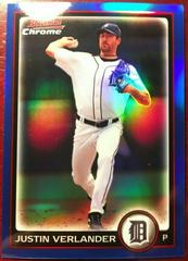Justin Verlander [Blue Refractor] #87 Baseball Cards 2010 Bowman Chrome Prices