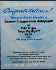 Vidal Brujan #LIA-VB Baseball Cards 2022 Topps Tribute League Inauguration Autographs Prices