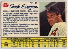 Chuck Essegian [Perforated Hand Cut] #45 Baseball Cards 1962 Post Canadian Prices