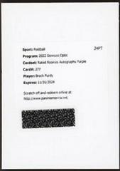 Brock Purdy [Autograph Purple] #277 Football Cards 2022 Panini Donruss Optic Prices