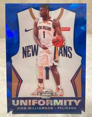 Zion Williamson [Blue Cracked Ice] #5 Basketball Cards 2019 Panini Contenders Optic Uniformity Prices