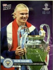 Erling Haaland [Purple] #123 Soccer Cards 2022 Topps Now UEFA Champions League Prices