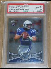 Andrew Luck [Two Hands on Ball] #1 Football Cards 2012 Topps Chrome Prices