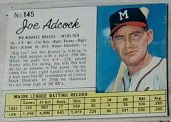 Joe Adcock [Hand Cut] #145 Baseball Cards 1962 Jell O Prices