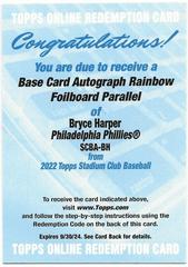 Bryce Harper [Rainbow Foil] #SCBA-BH Baseball Cards 2022 Stadium Club Autographs Prices