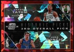 Luka Doncic, Jayson Tatum [Red Cracked Ice] Basketball Cards 2019 Panini Contenders Optic Historic Picks Prices
