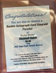 Hunter Greene [Emerald] #RA-HG Baseball Cards 2022 Topps Triple Threads Rookie Autographs Prices