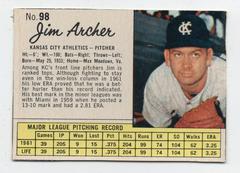 Jim Archer [Hand Cut] #98 Baseball Cards 1962 Jell O Prices