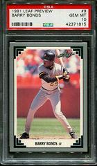 Barry Bonds #9 Baseball Cards 1991 Leaf Preview Prices