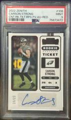Carson Strong [Red] Football Cards 2022 Panini Zenith Contenders Rookie Ticket Autographs Prices