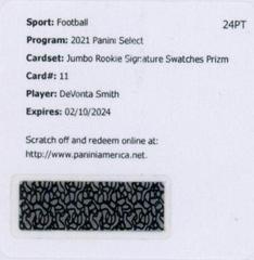 DeVonta Smith #JRS-DVS Football Cards 2021 Panini Select Jumbo Rookie Signature Swatches Prices