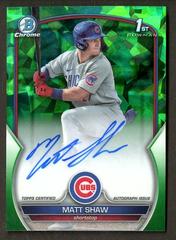Matt Shaw [Green] #CDA-MS Baseball Cards 2023 Bowman Draft Chrome Prospect Autographs Prices