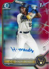 Hendry Mendez [Red Refractor] #CPA-HM Baseball Cards 2022 Bowman Chrome Prospect Autographs Prices