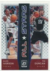Allen Iverson, Tim Duncan #15 Basketball Cards 2021 Panini Donruss Optic All Stars Prices