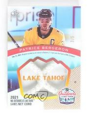 Patrice Bergeron [Gold] Hockey Cards 2021 SP Game Used NHL Lake Tahoe Games Net Cord Relics Prices