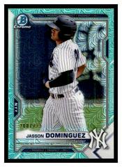 Jasson Dominguez [Aqua Refractor Mega Box Mojo] Baseball Cards 2021 Bowman Chrome Prospects Prices