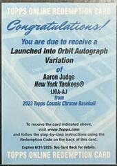 Aaron Judge #LIOA-AJ Baseball Cards 2023 Topps Cosmic Chrome Launched Into Orbit Autographs Prices