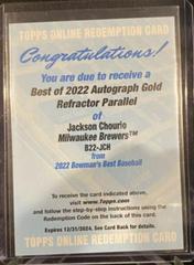 Jackson Chourio [Gold] #B22-JCH Baseball Cards 2022 Bowman's Best of Autographs Prices